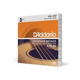 D'Addario EJ15-3D Phosphorus Bronze Extra Light Strings Original