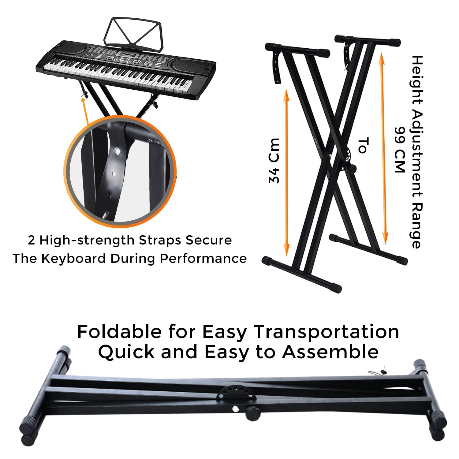 Keyboard Stand Double X Folding - Piano Stand Foldable Double X