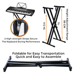 Keyboard Stand Double X Folding - Piano Stand Foldable Double X