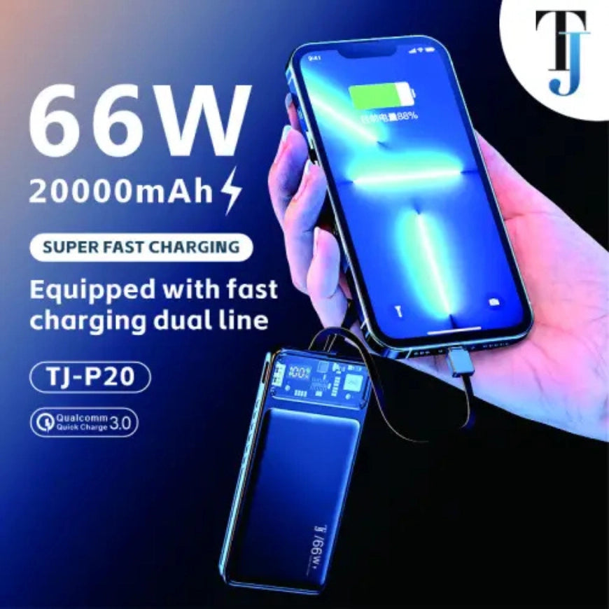 20000 mAh Fast Charging Power Bank - Black