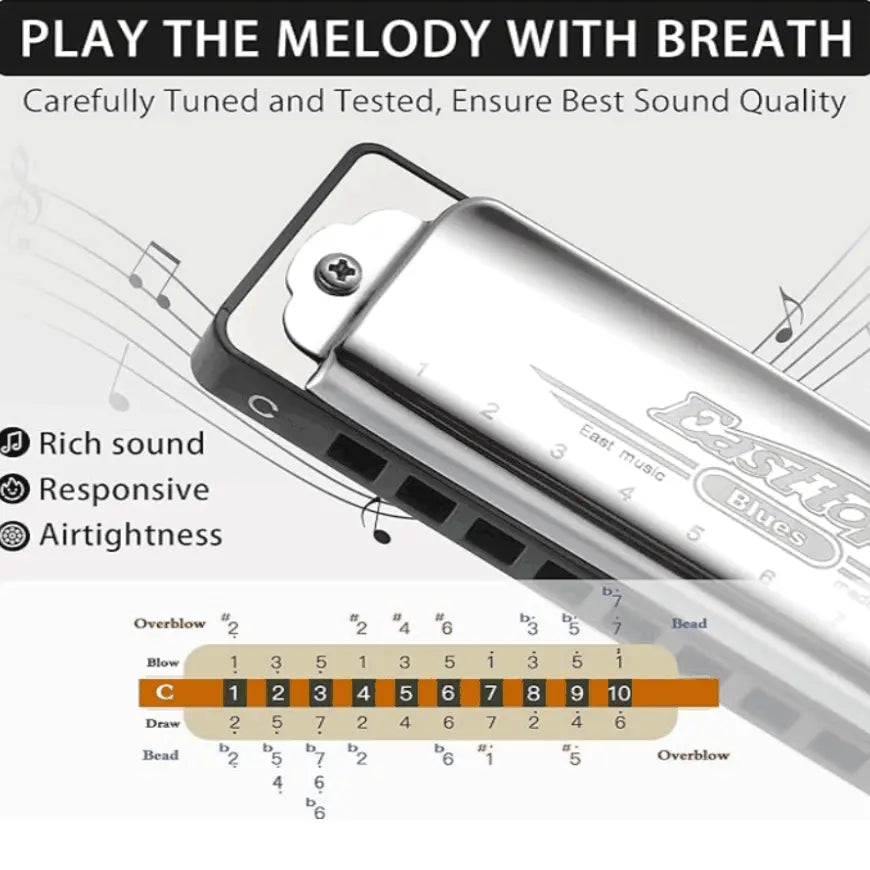 10 Holes C Key East Top Harmonica