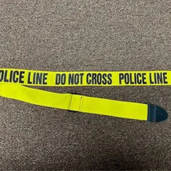 Perri's Leathers "Police Line Do Not Cross" Yellow Nylon Guitar Strap with Leather Ends